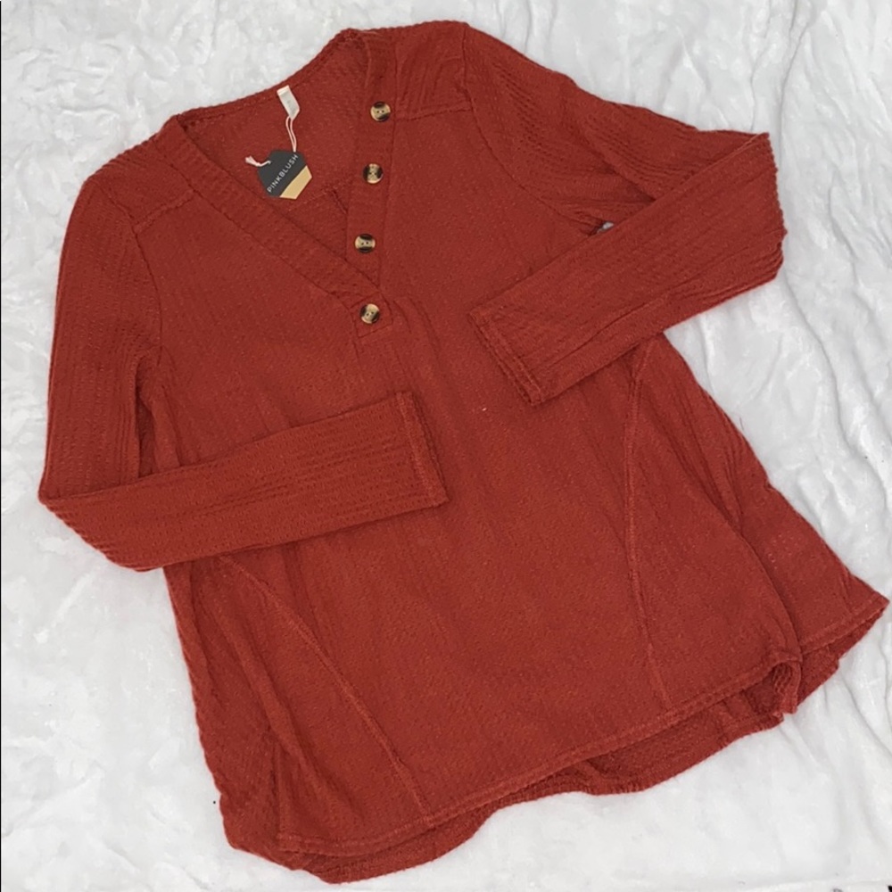 PinkBlush long sleeve rust top